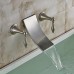 Rozin Wall Mounted 2 Handles Widespread Bathtub Faucet Brushed Nickel - B07CYPYHSM